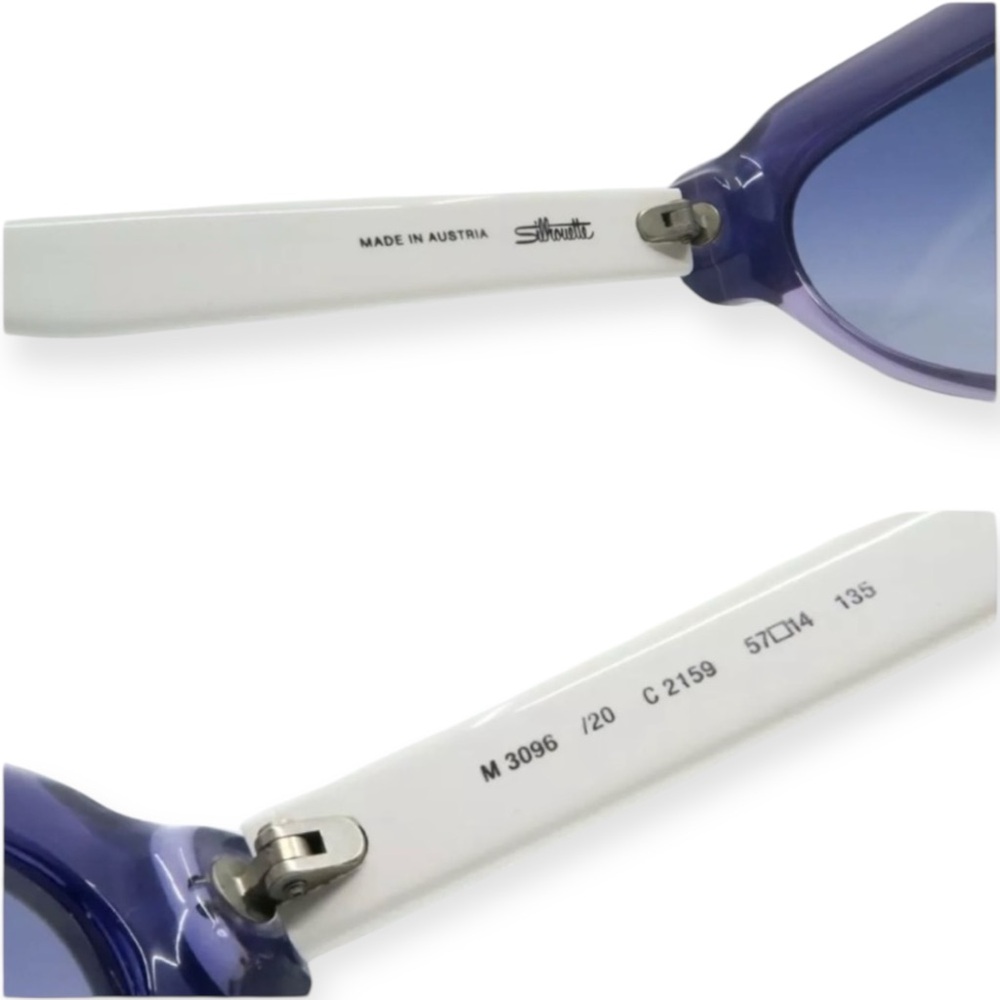 1980’s Silhouette Angular Sunglasses, Colorblock Purple white, Mod 3096, Austria - Picture 5 of 6